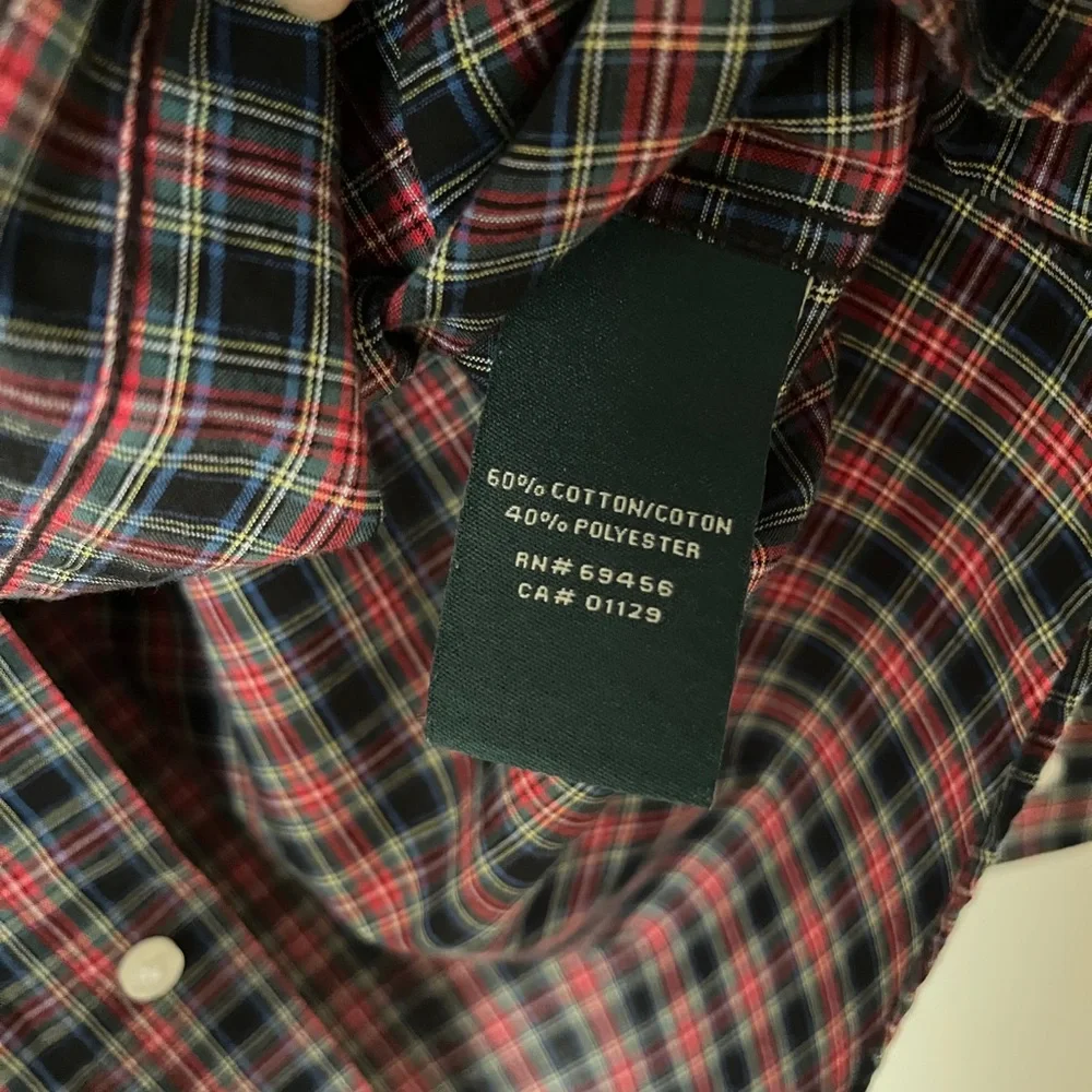Lauren Ralph Lauren Boys L XL Button Down Shirt Red Black Plaid 14 16 NWOT